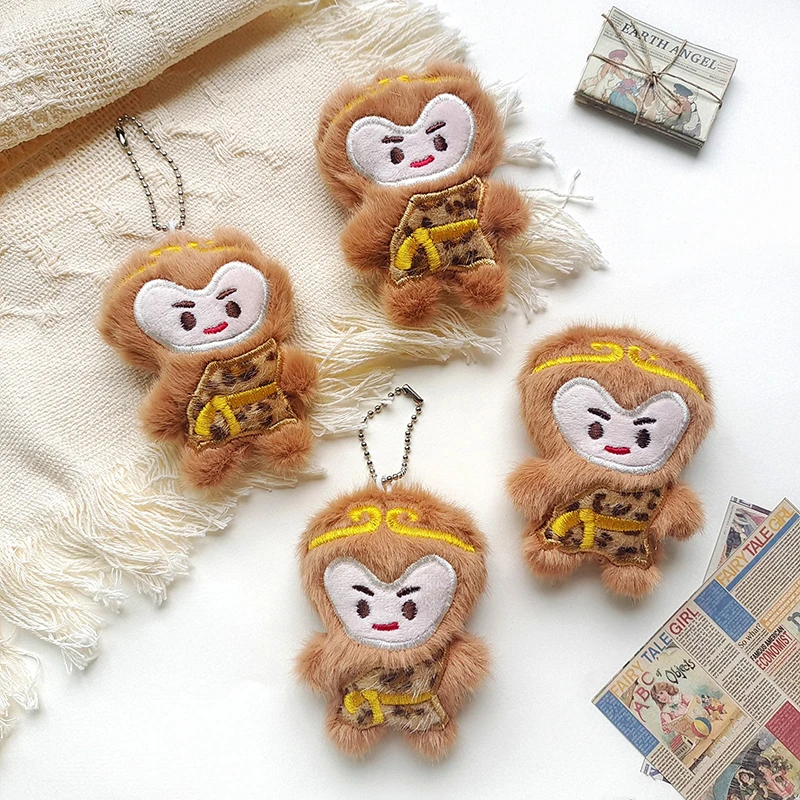 Cartoon Plush Wukong Doll Keychain Cute Soft Stuffed Pendant Keyring Fashion Backpack Decoration Accessories Birthday Gifts