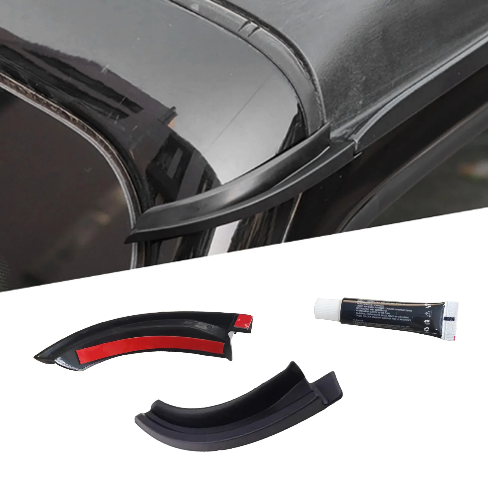 2Pcs Car Rain Gutter Rainwater Diverters Guard Slot Gutter Extension for Jeep Wrangler JL JLU 2018-2023 Car External Accessories