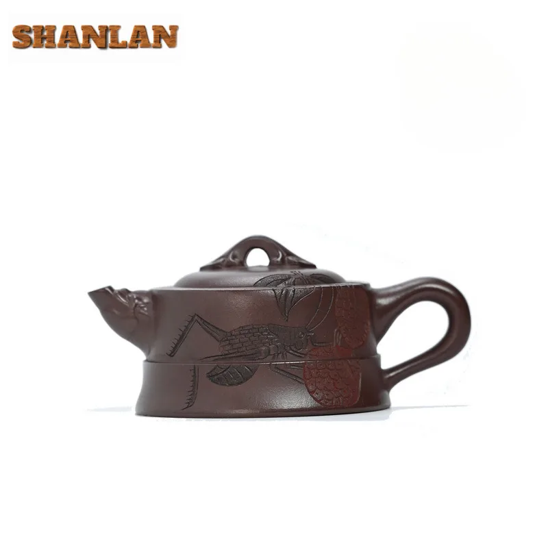 

200 мл Изысканные фиолетовые глиняные чайники Исин, горшок ручной работы с необработанной рудой, фиолетовый грязевой чайник, китайский чайный сервиз Zisha, коллекция