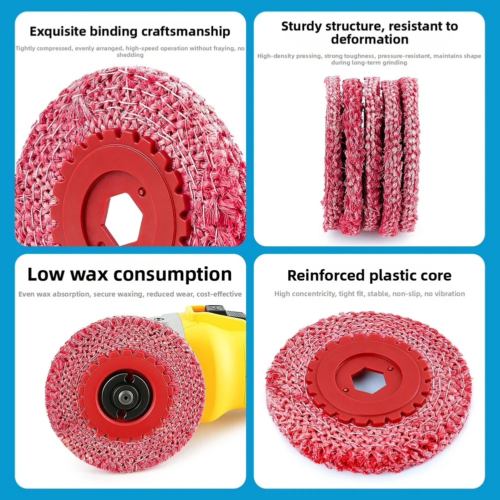 For Efficient Metal Polishing Sisal Polishing Wheel High-density Weaving Tightly Compressed Fibers For 100-type Angle Grinders