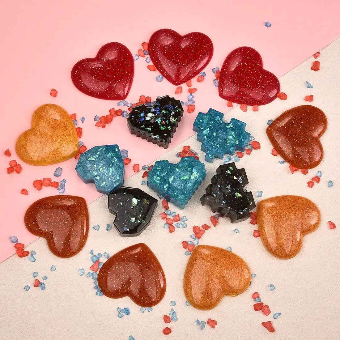 6/9 Grids Heart Shape Resin Molds For Keychain Necklace Jewelry Charm Pendant DIY Epoxy Silicone Mould Jewelry Making Supplies