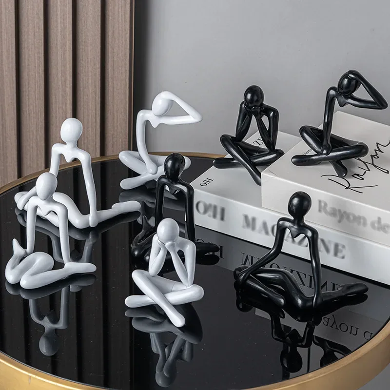 Abstract Thinker Figurines Plastic Crafts Cute Desktop Decor Minimalist Artwork for Living Room Bedroom Office
