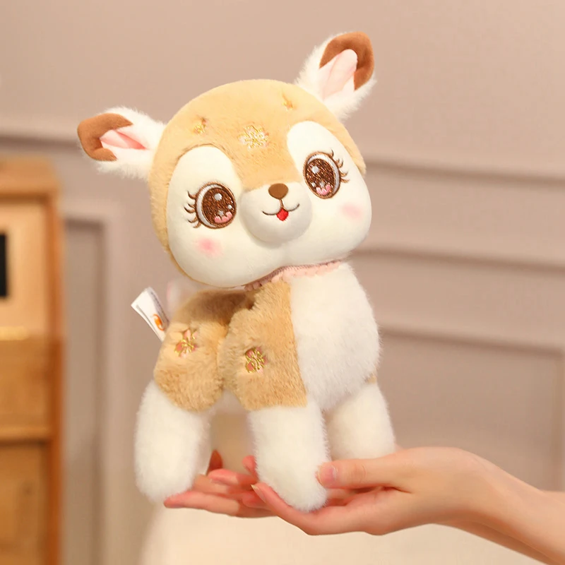 Beautiful Standing Sika Deer Plush Toy Kawaii Little Deer Dolls Plush Pillow Stuffed Soft Animal for Birthday Christmas Gift