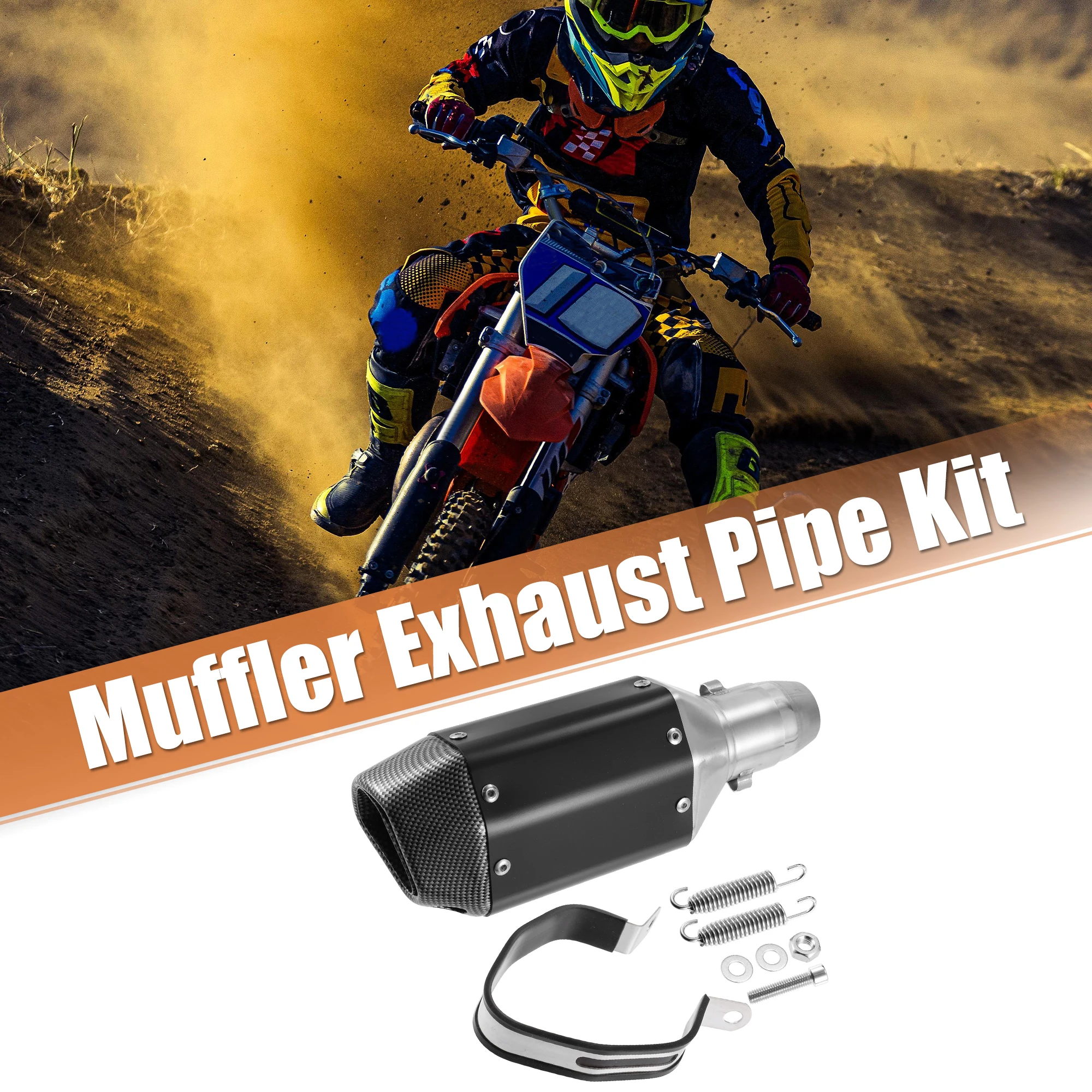 1 Set Muffler Exhaust Pipe System Assembly Kit 38mm Exhaust Good Performance Muffler Silencer Pipe for Motorbike