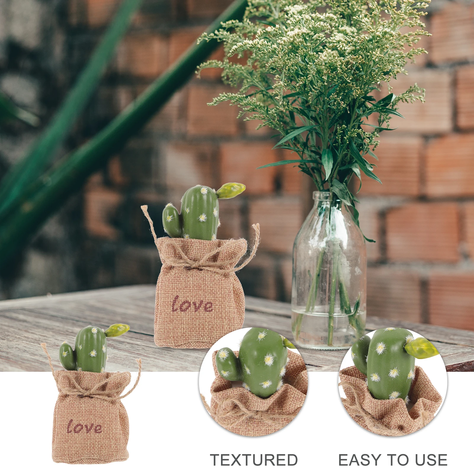 

Artificial Bonsai Potted Cactus Mini Lifelike Decor Small Desk Plant Home Office Green Atmosphere No Watering Needed Gardening