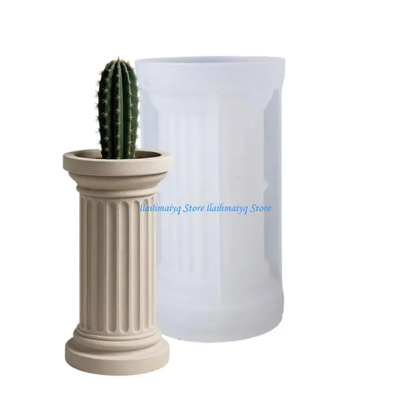 573B Silicone Roman Column Planter Mold Flexible Design Silicone Texture for Crafts Resin Art Projects Creative Decorating