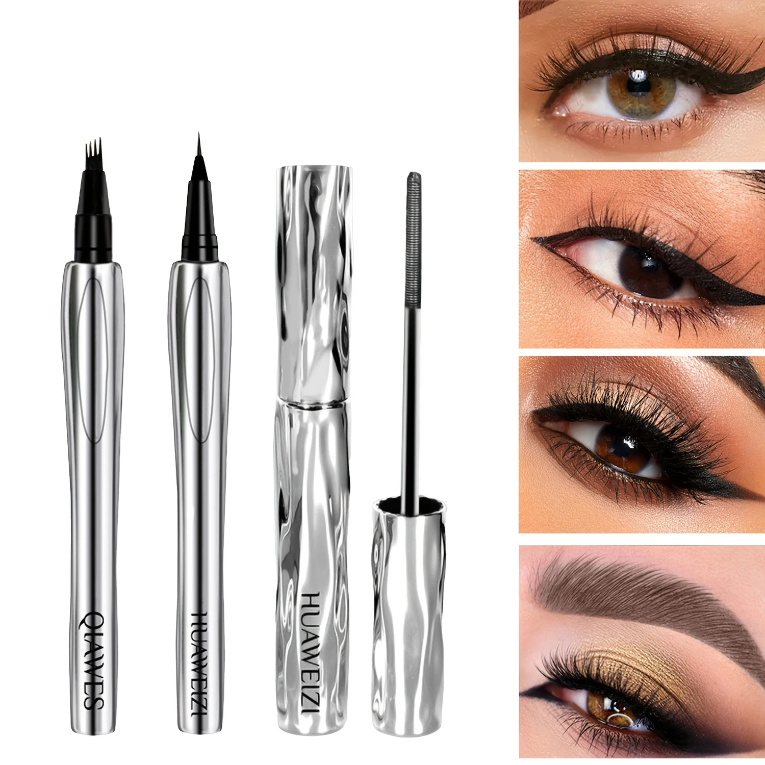 3-in-1 Makeup Kit Contains Liquid Eyeliner, Eyebrow Pencil and Mascara, Waterproof & Anti-smudge Long-wearing Formula, All Day Hold Eye Makeup Cosmetic Set Specially Designed for Ladies