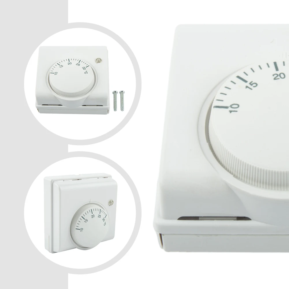 Practical Thermostat Temperature Switch White Room 2 Wire ABS L83 X H83 X T31mm Mechanical Temperature Controller