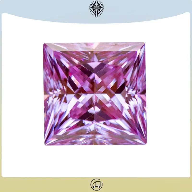 

Moissanite Stone Princess Cut Sakura Pink Color Gemstone Lab Grown Diamond for Advanced Jewelry Making GRA Certificate