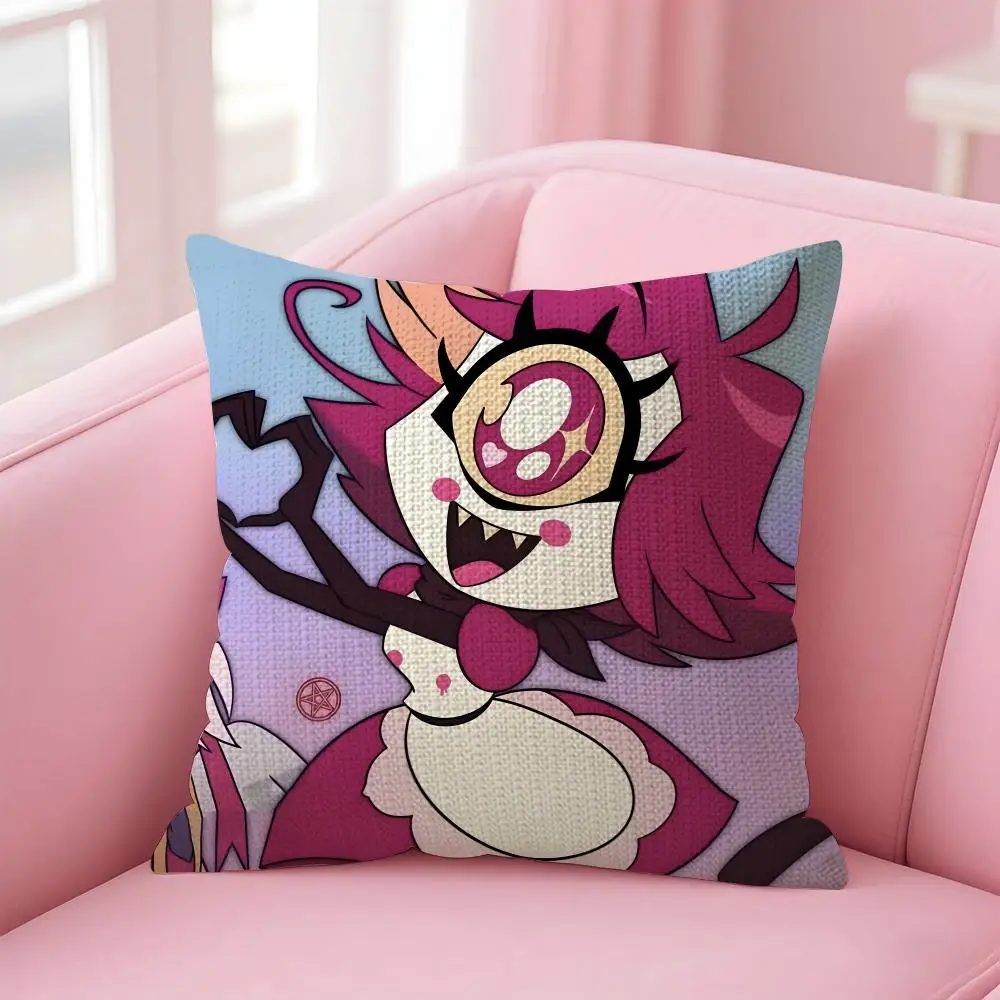 Niffty H-hazbin Hotel Cushion Cover Decorative Linen Throw Pillow Case Soft For Bed Sofa Car Home Decor
