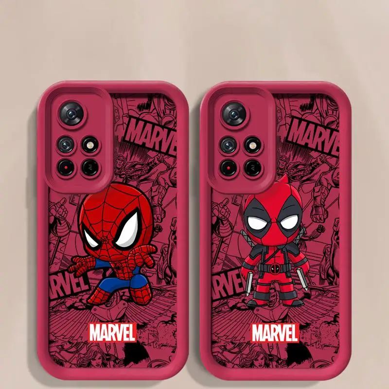 Coque de téléphone avec dessin animé Deadpool Spiderman, coque pour Xiaomi Redmi Note 11, 10 Pro, 9S, 9, 12C, 12S, 10C, 9A, 9C, 11 Lite, casque Bery NDavid