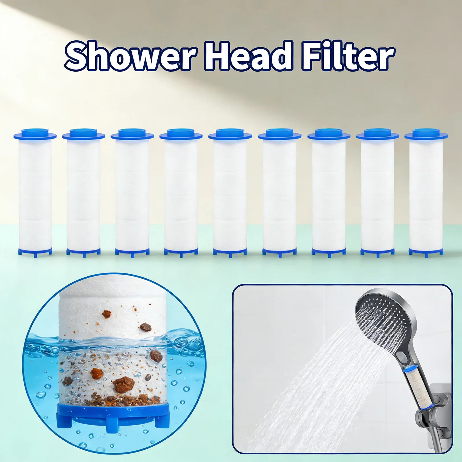 20Pcs Replacement Shower Filter Cartridge shower water filter Remove Chlorine/Fluoride/Hard Water for Most Hand Held Showerhead