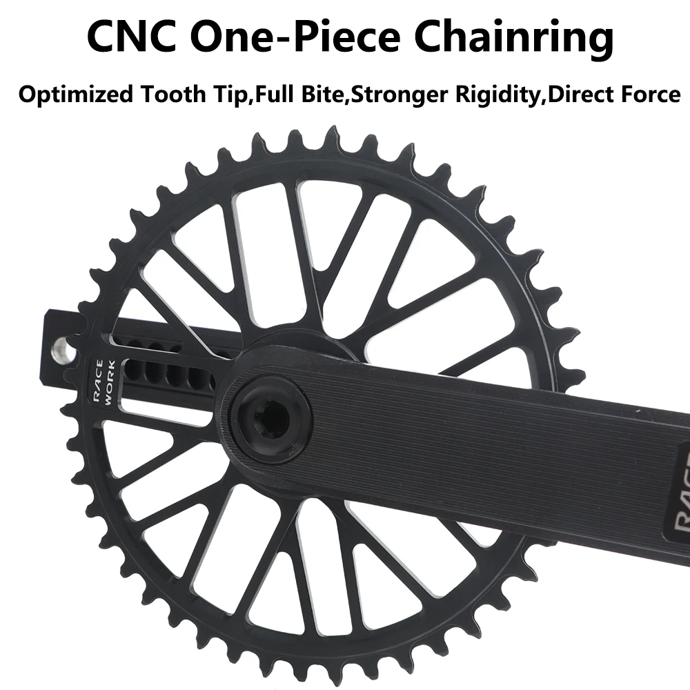 RACEWORK แผนที่จักรยาน Crankset 170 มม.สําหรับ 9/10/11/12 ความเร็ว 24 มม.เพลาเดี่ยว/คู่ Disk Crankset