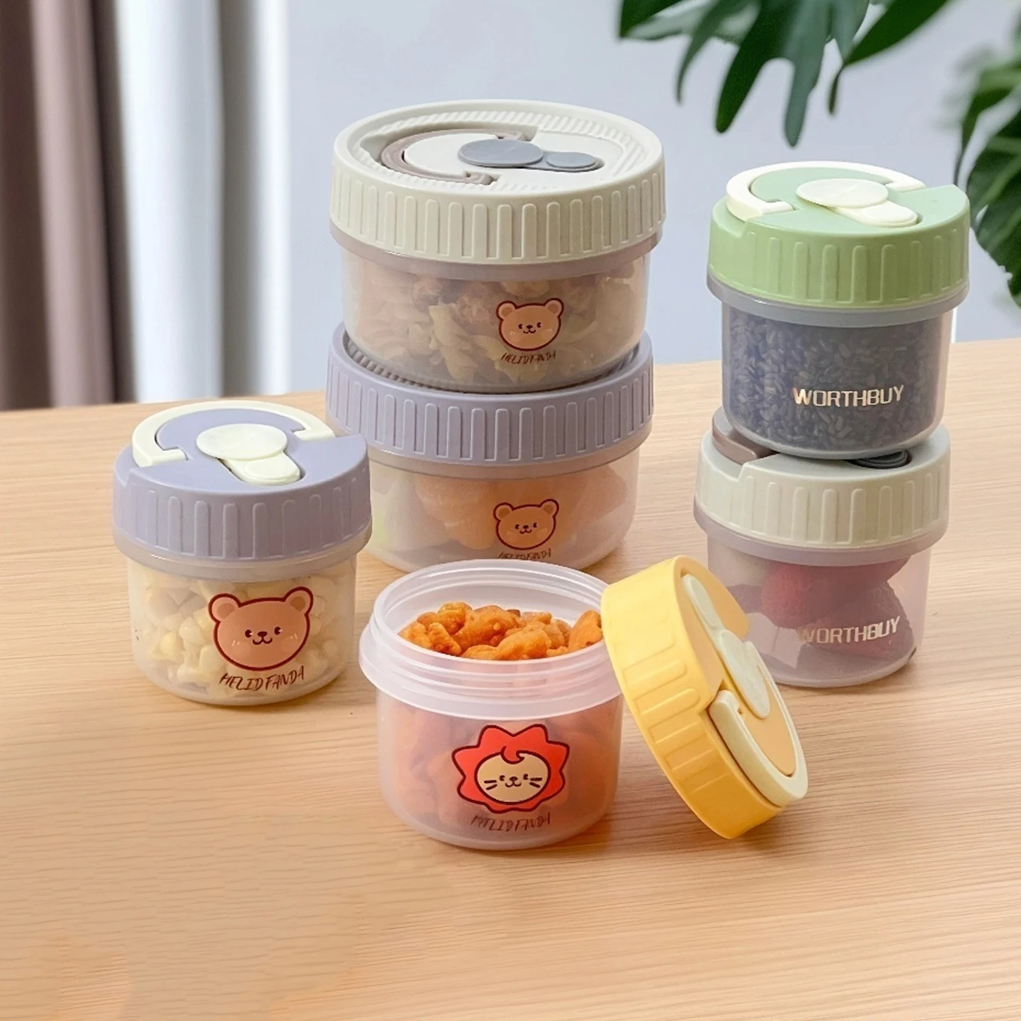 WORTHBUY Mini-Kunststoff-Versiegelungsbox für Lebensmittel, Frischhaltebox, Kühlschrank, Lebensmittelaufbewahrungsbehälter, wiederverwendbare runde Obst-Snackbox mit Deckel