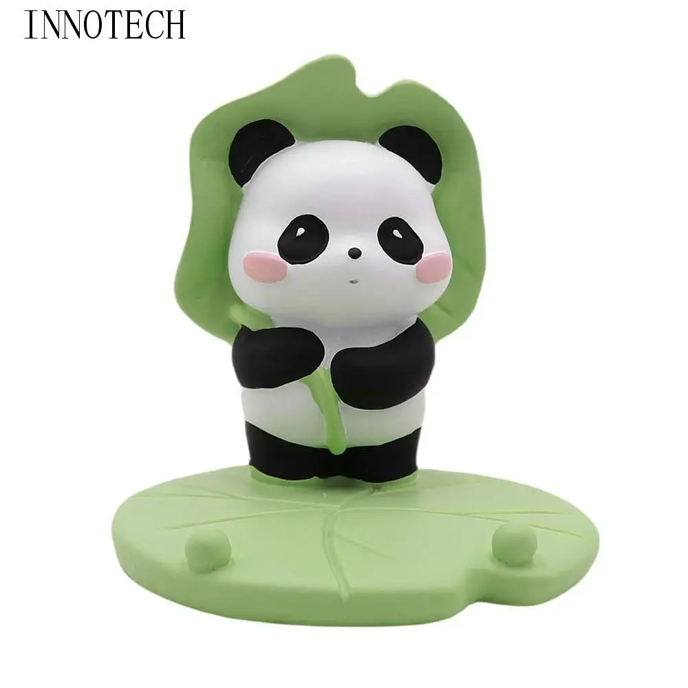 

Panda Figurine Panda Phone Stand Flat Bottom Anti-slip Cartoon Mobile Phone Holder Stable Ornament Cute Resin Paperweight