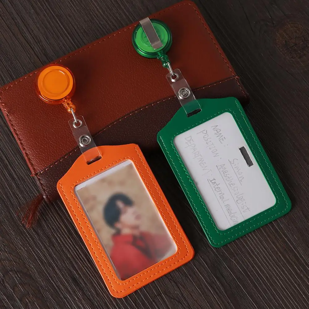 

No Zipper Cheap Bank Credit Card Holders Bus ID Holders Identity Red Yellow Blue Badge with Retractable Reel wholesale