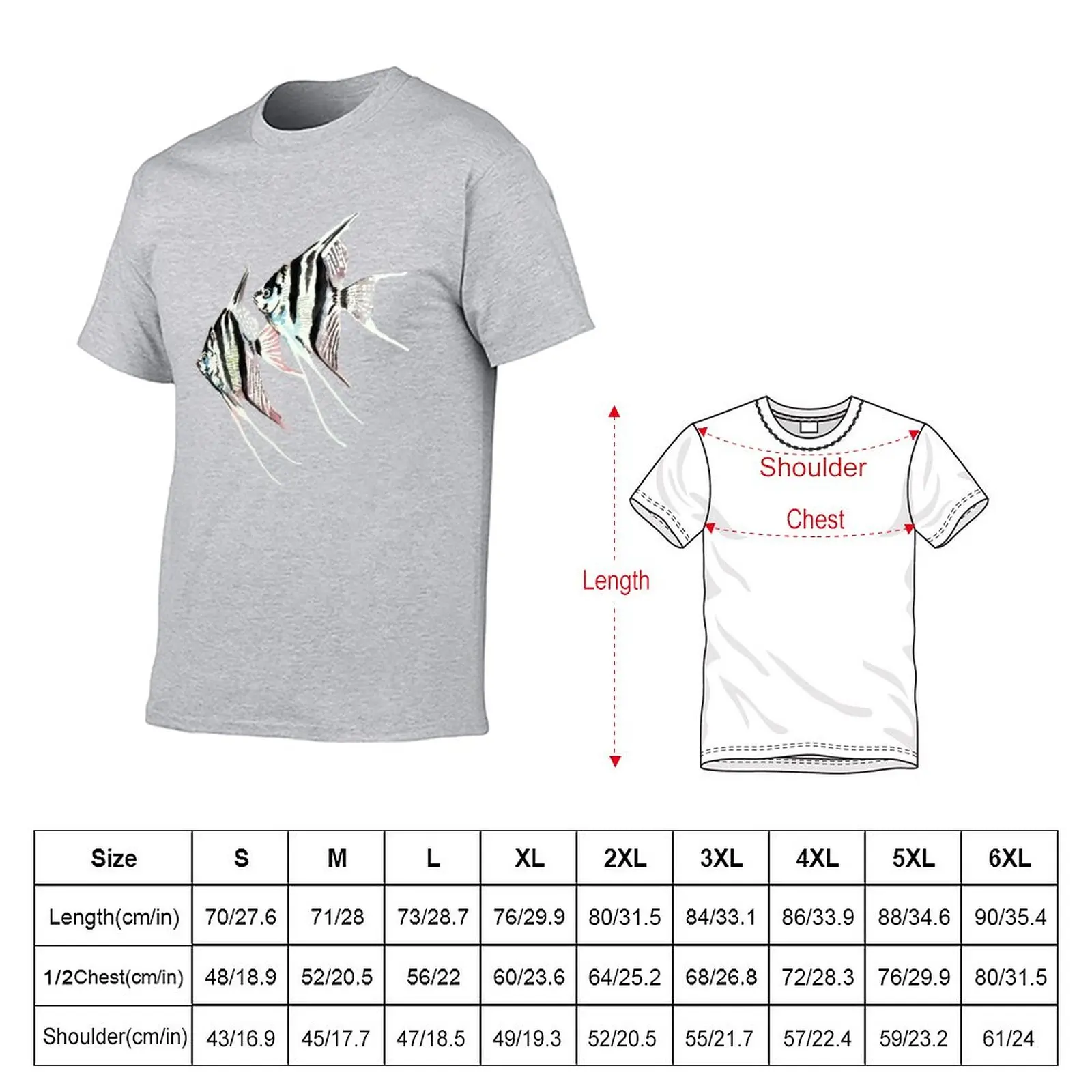 Pterophyllum altum Altum Angel fish, aquarel by Artemie T-Shirt cute tops anime sweat shirts t shirt man Men's clothing