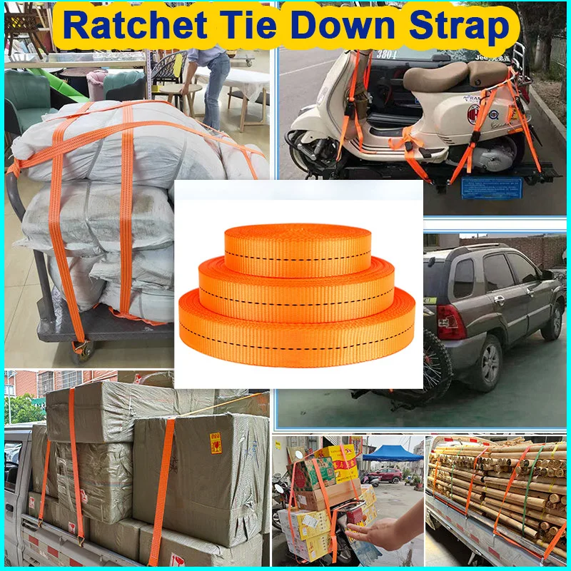 Adjustable Truck Ratchet Strap Cargo Lashing System Hookless Secure Binding Device for Safe Transport of Luggage