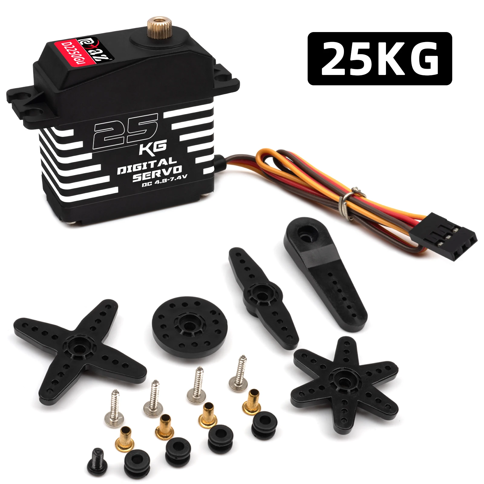 RCXAZ 20KG 25KG Servo Servo digitale Servo in lega di alluminio Custodia in metallo Servo ingranaggi in rame impermeabile per auto RC, barca, modello aereo