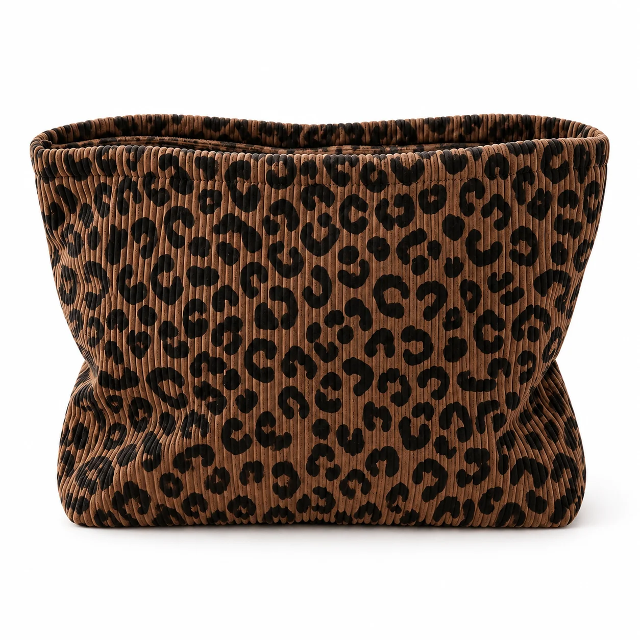 Leopard Print Cosmetic Bag Soft Corduroy Makeup Pouch Travel Toiletry Organizer for Women Beauty Storage Bag Zipper Case Pouch