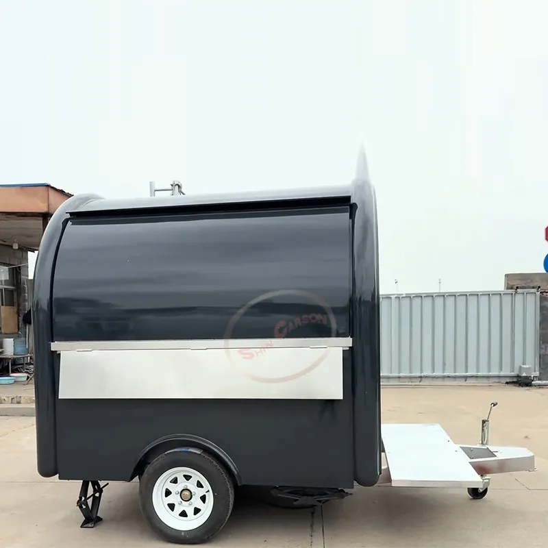 รถพ่วงขายอาหารเคลื่อนที่แบบกำหนดเองสำหรับขายพิซซ่า ไอศกรีม และอาหารอื่นๆ พร้อมอุปกรณ์ครบครัน