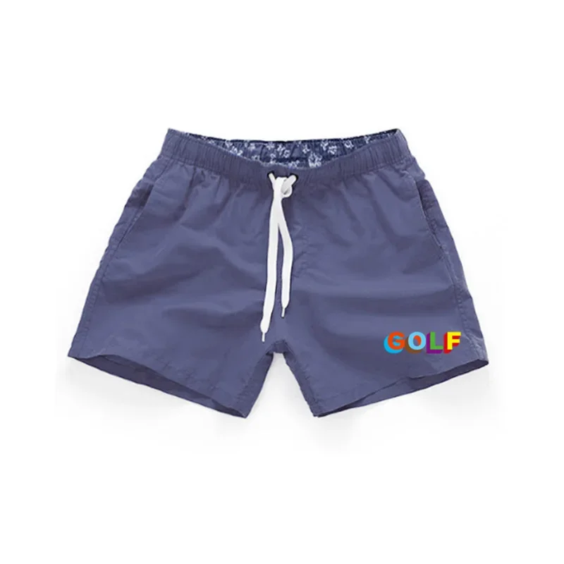 GOLF Letter Print Men Swim Shorts Quick Dry Beach Shorts Summer Casual Board Trunks