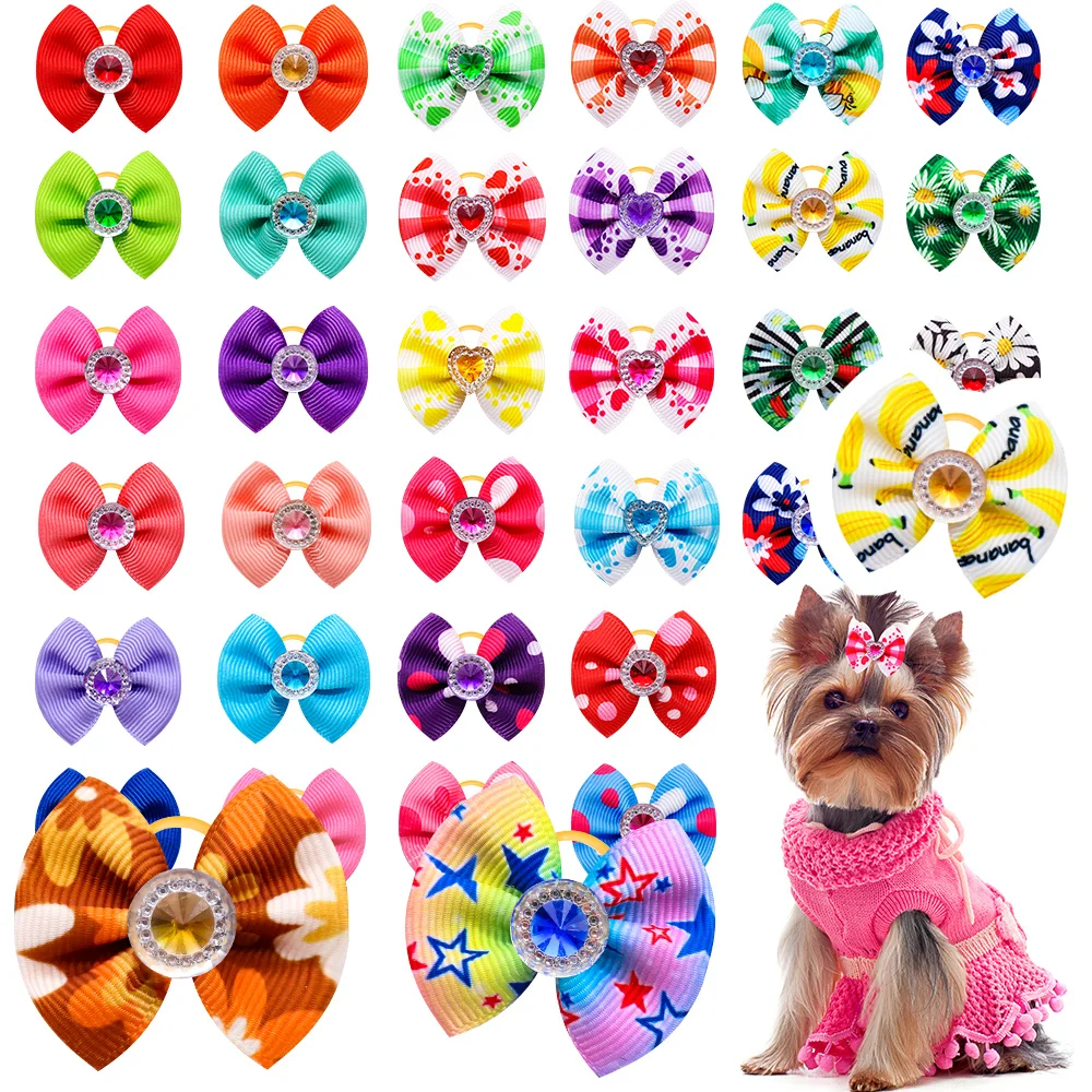 10/20/30 pçs pet cão aliciamento acessórios artesanal arco do cão com faixa de borracha filhote de cachorro arcos headwear arco para cães suprimentos para animais de estimação
