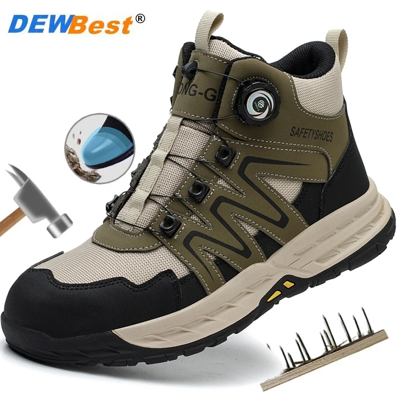 

Rotating button lazy shoes, wear-resistant and anti slip steel toe cap, anti smashing and anti piercing safety shoes