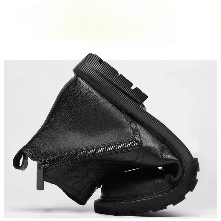 Обувь для мужчин, осенне-зимние британские кожаные ботильоны, модная теплая деловая обувь, мужская повседневная обувь с высоким берцем, ботинки с круглой головкой