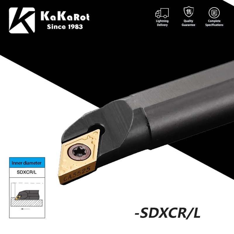 KaKarot Internal Turning Tool Holder S08K-SDXCR07 S16Q-SDXCR07 S25S-SDXCR11 Carbide Inserts DCMT07 Lathe Cutting Tool