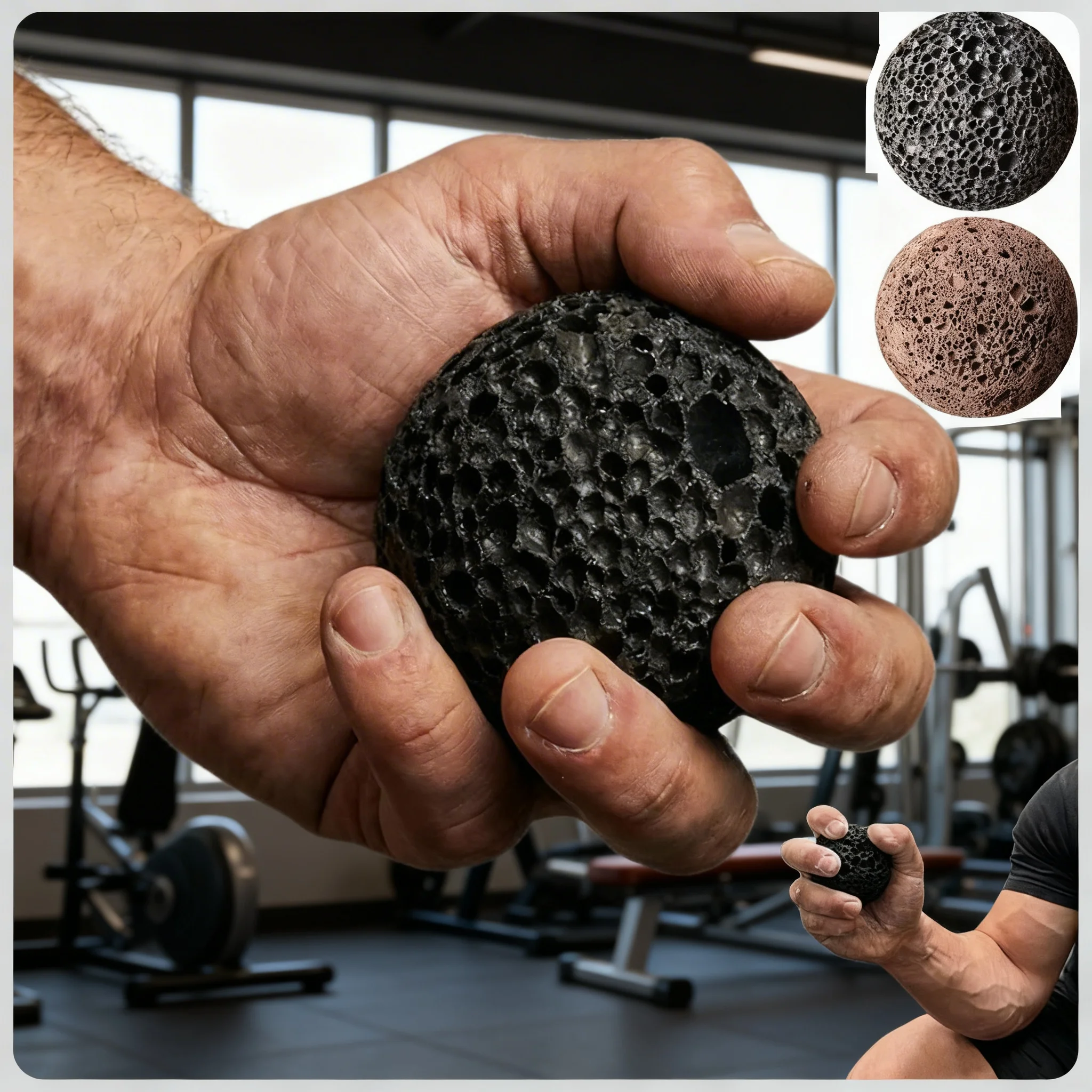 1/2 PCS Balle de renforcement de la préhension en pierre volcanique de 5 cm, anti-transpiration, pour l'entraînement à l'escalade et la récupération musculaire