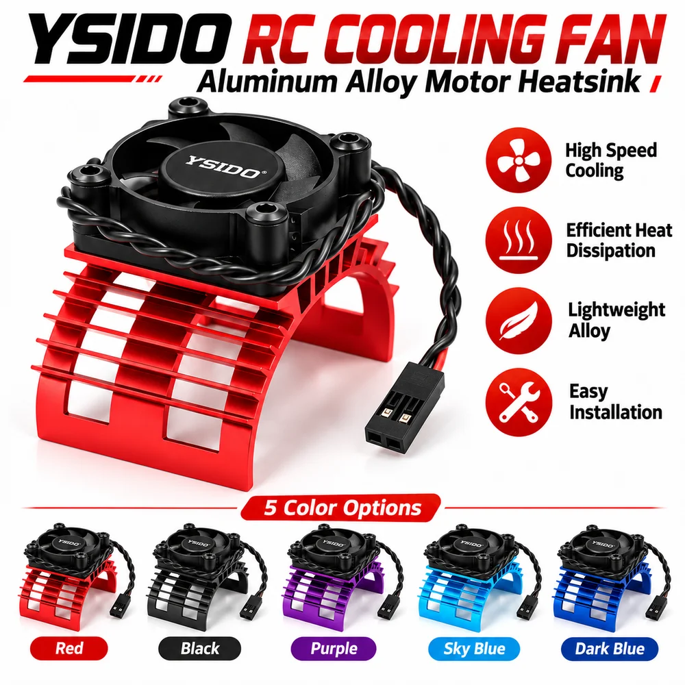 YSIDO RC Car 540 550 3650 3660 3665 Brushless Electric Motor Cover HeatSink Cooling Fan for Wltoys 124017 124016 Parts