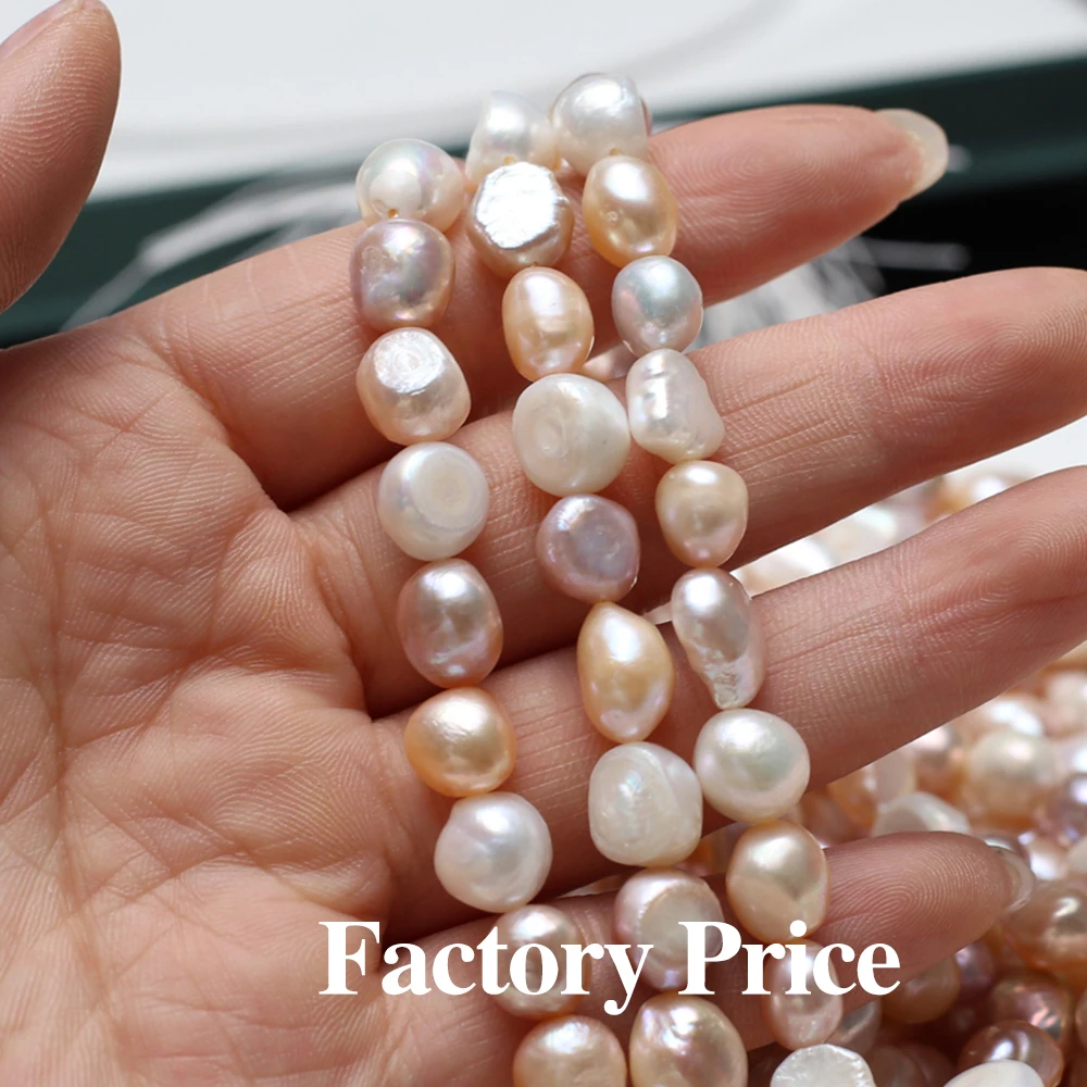 10 Strings Two Sided Shining Pearl Beads 9-10mm Pearl Loose Spacer Beaded for Making DIY Jewerly Necklace Bracelet Accessories