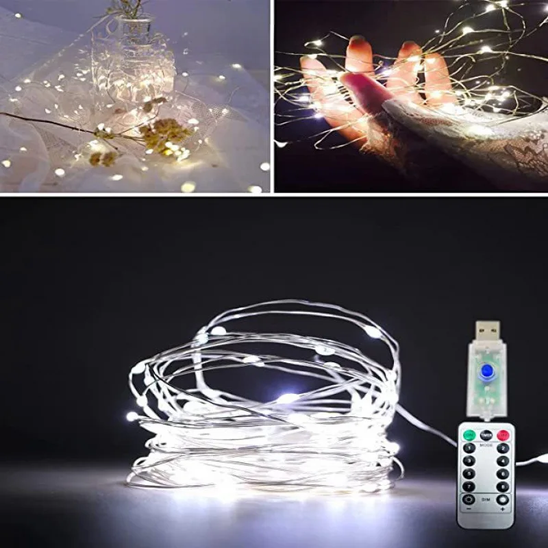 20-300LED USB Fairy Lights, Battery Operated String Lights for Christmas, Party, Garden Wreath, Home Decor - Warm White/Color