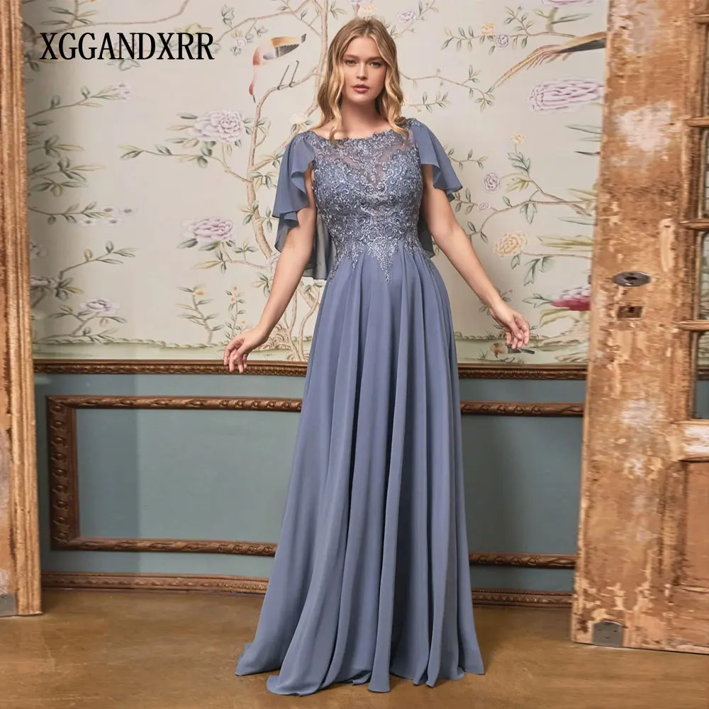 

Elegant Mother Of Bride Dress 2025 Chiffon Woman Long Evening Party Gown Lace Top Formal Wear For Wedding Party Floor Length
