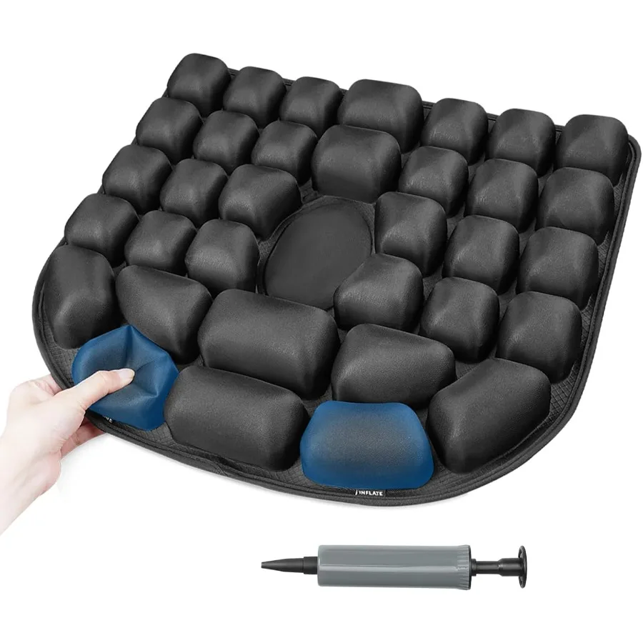 

Airplane Seat Cushion - INFLATE/Deflate Built in Pump Inflatable Pad for Office Chairs Wheelchairs Car Seats and Outdoor Cushio