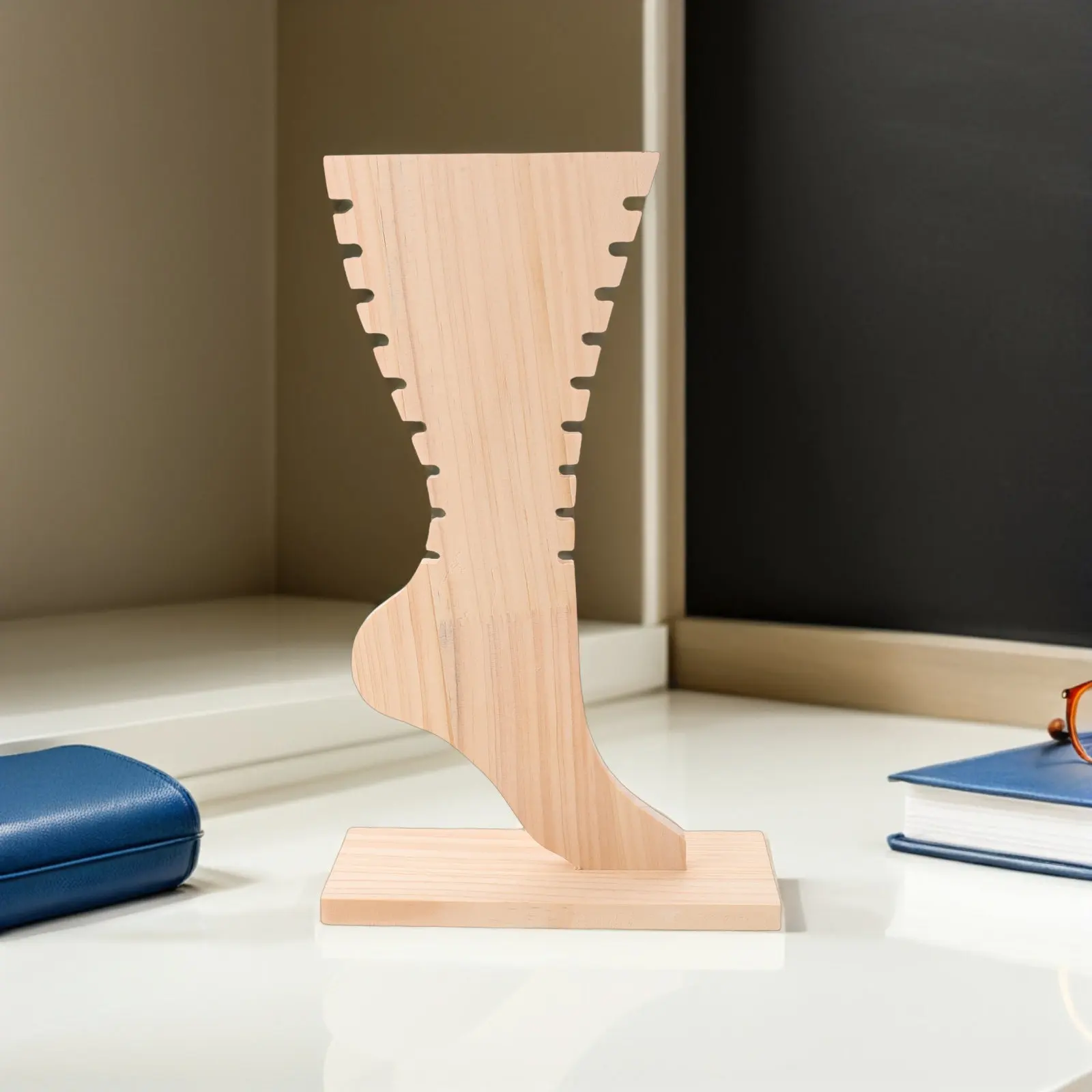 Wooden Foot Jewelry Stand Natural Wood Anklet Display Stand Bracelet Necklace Holder Tabletop Freestanding Jewelry Organizer