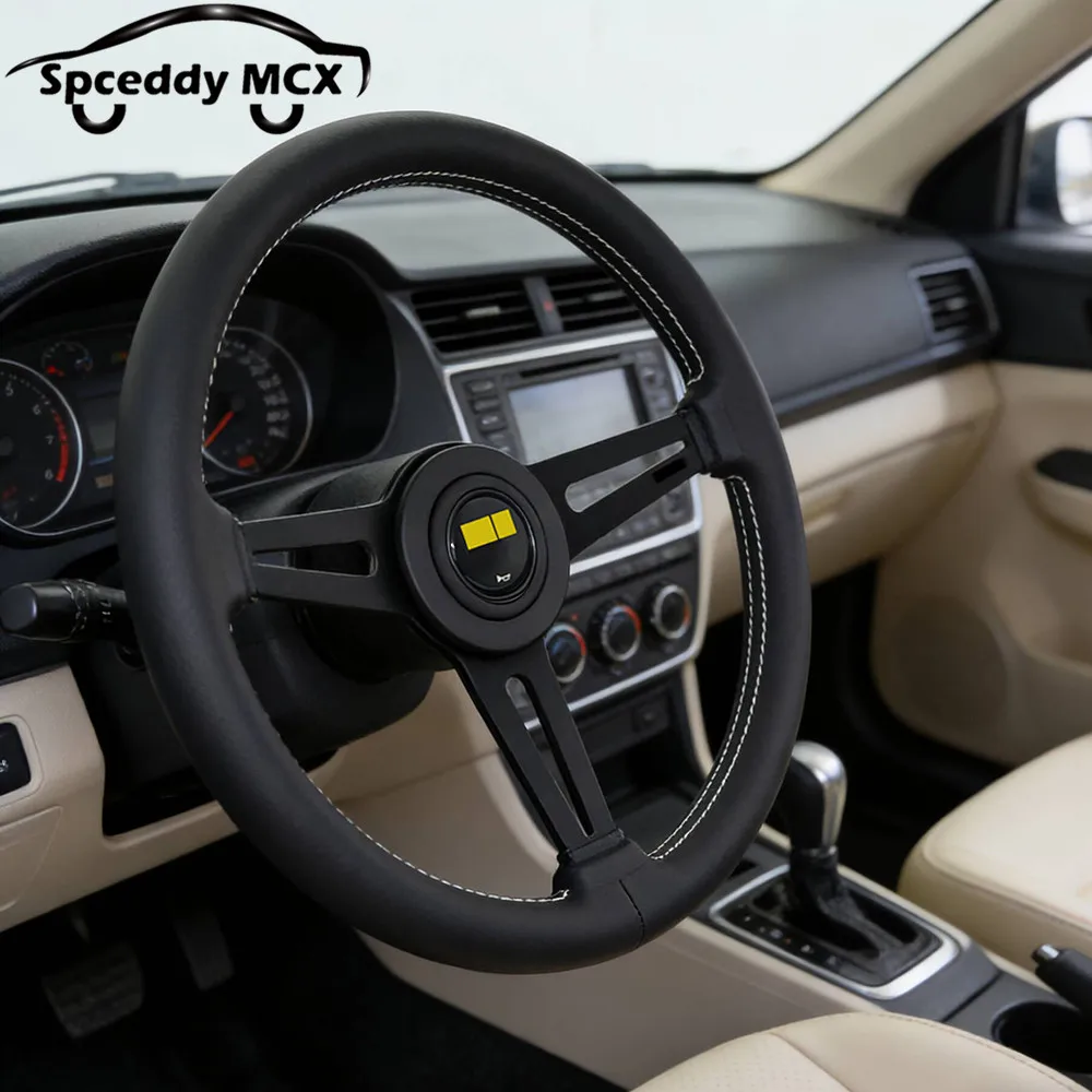 

14.5inch 360mm Concave Steering Wheel Real Leather Universal Racing Sports Steering Wheel Car Modified