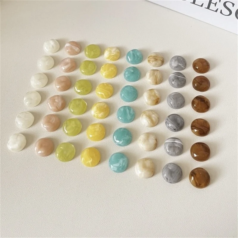 

Wholesale 100pcs/lot 13mm color print geometry rounds shape resin cabochon beads diy jewelry garment hair accessory