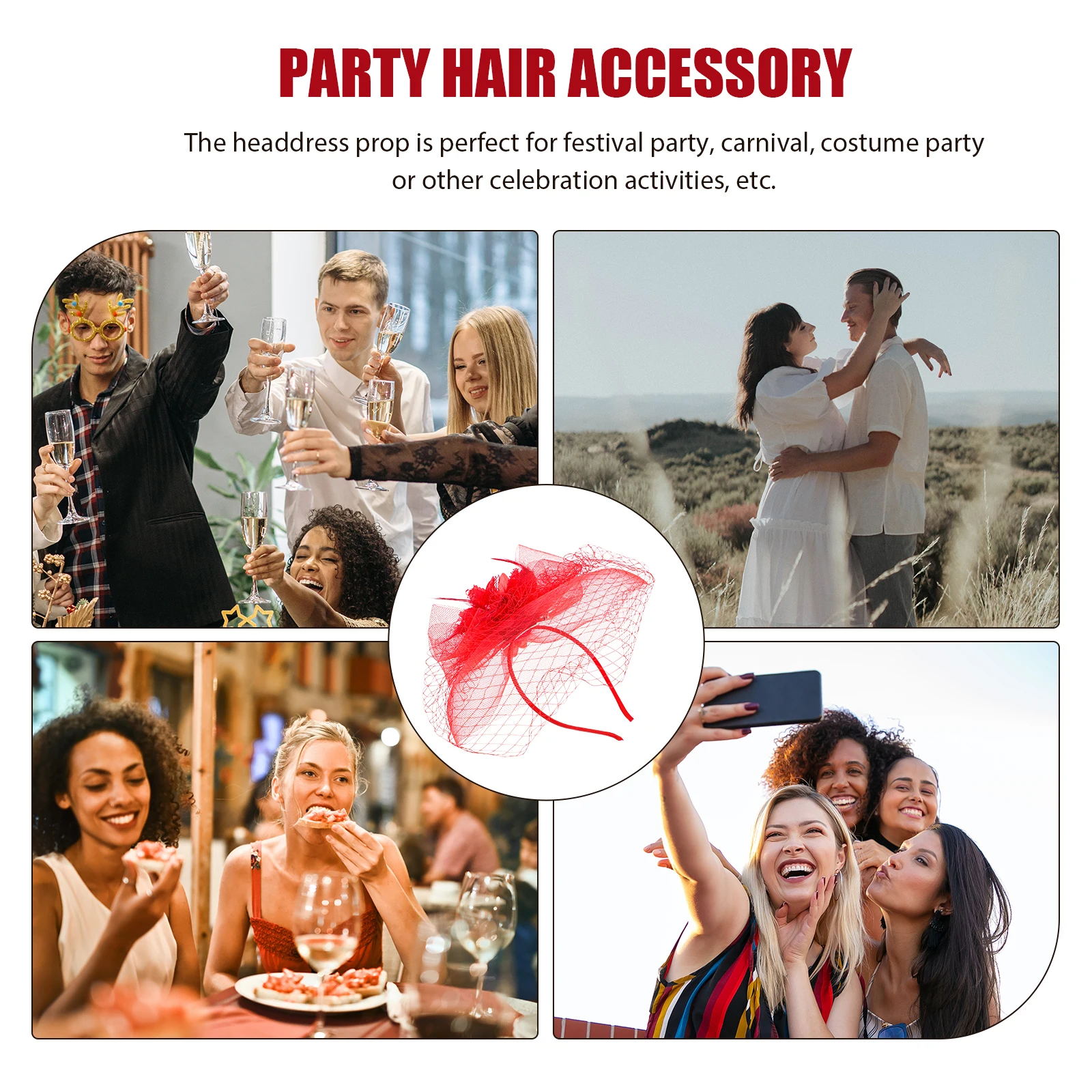 

Veil Flower Headpiece Bridal Wedding Party Mesh Yarn Bride Hair Accessory Veil Hat Headdress Bride Headdress