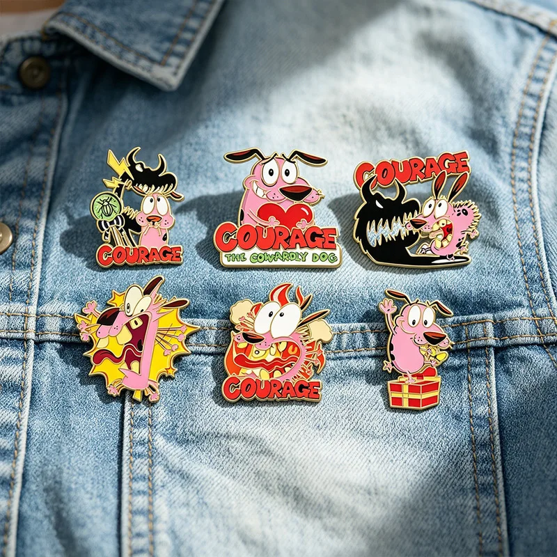 

6pcs/Set Anime Cowardly Hero Dogs Enamel Pins Metal Lapel Brooch Badges For Backpacks Fashion Jewelry Accessory Gifts