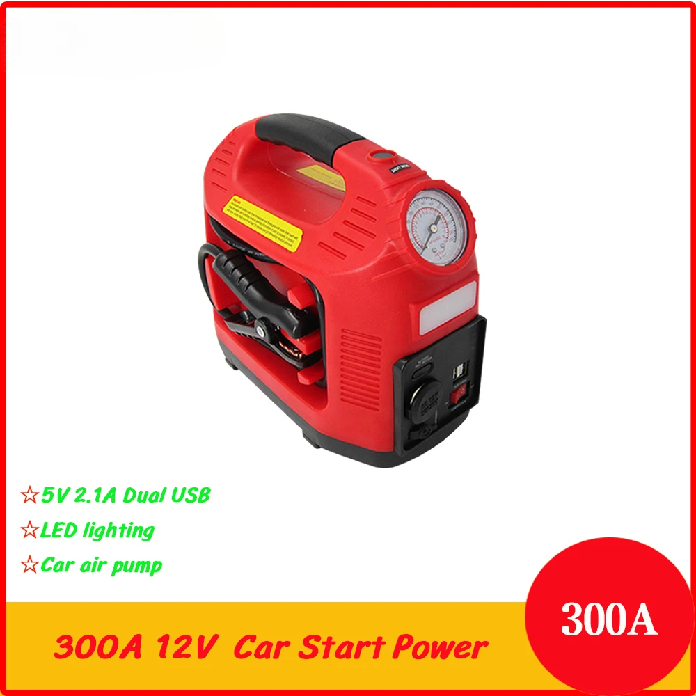 12V 300A Portable Car Jump Starter Power Bank Battery Booster Car Air Pump With USB Charger Led Light Tire Inflation