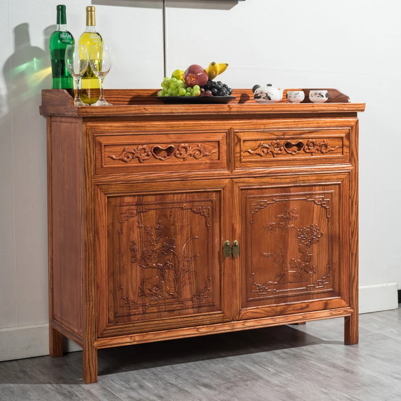 The product can be customized. Solid wood sideboard cabinet, Chinese style living room storage cabinet, wine cabinet