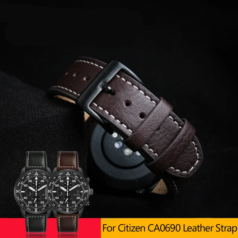 High Quality Cowhide Leather Watchband for Citizen CA0690 CA0695-17E CA4500 Bracelet Men's Steel Rubber Watch Strap 20mm 22mm