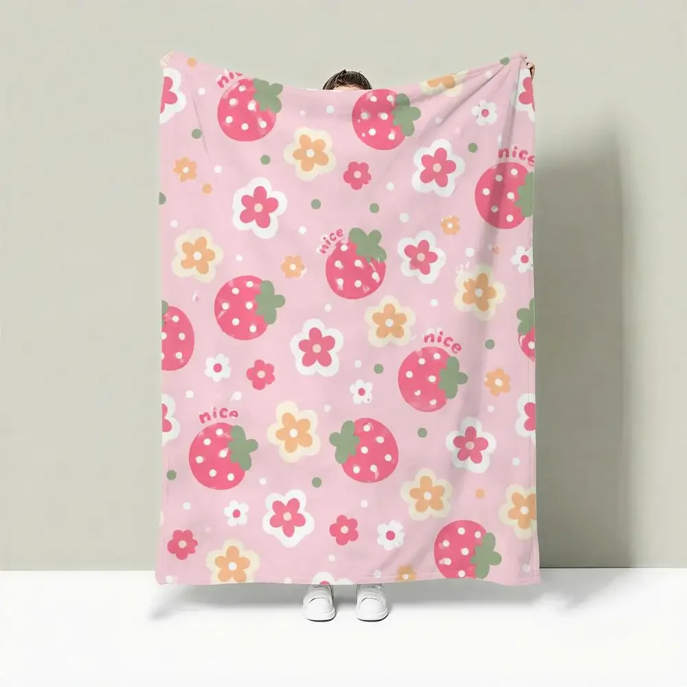 Fruit Floral Set Throw Lightweight 240g Flannel Blanket Soft Skin-friendly for Summer Cooling