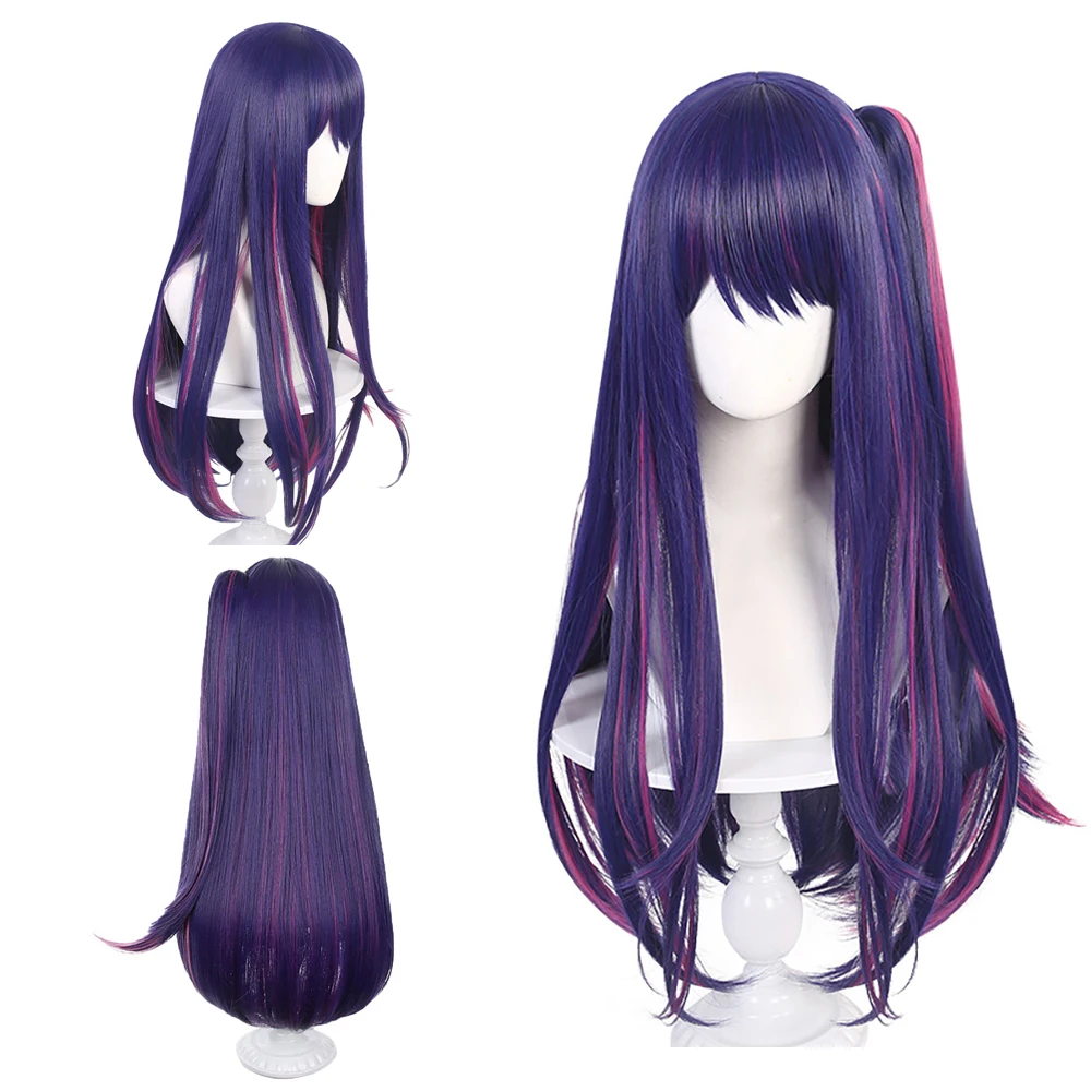 عالية الجودة أنيمي أوشي نوكو هوشينو آي تأثيري الشعر الاصطناعية 28 بوصة مستقيم الشعر الأرجواني تسليط الضوء على سبليت ذيل حصان شعر مستعار يومي #1