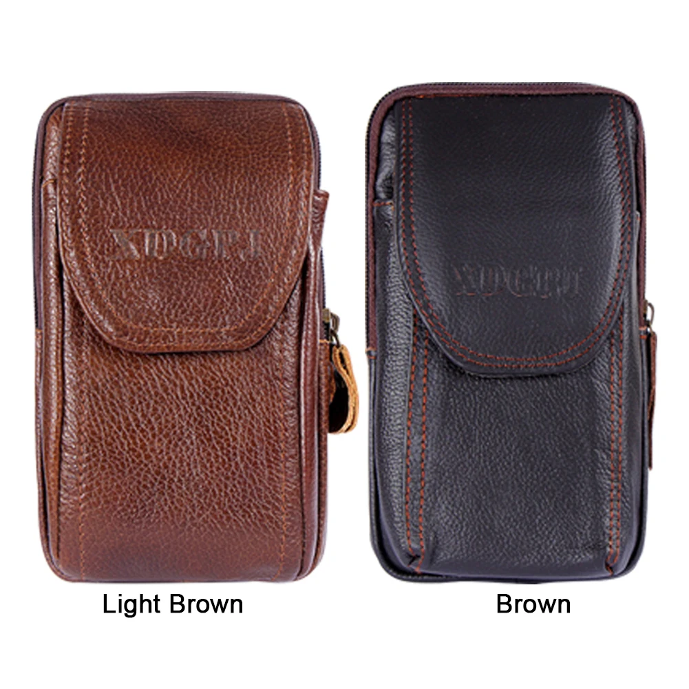 Men Fashion Cowhide Wallet Outdoor Sports Waist Bag Smartphone Bag Coin Pocket Bag Cellphone Holder Bag for Coins for Best Gift