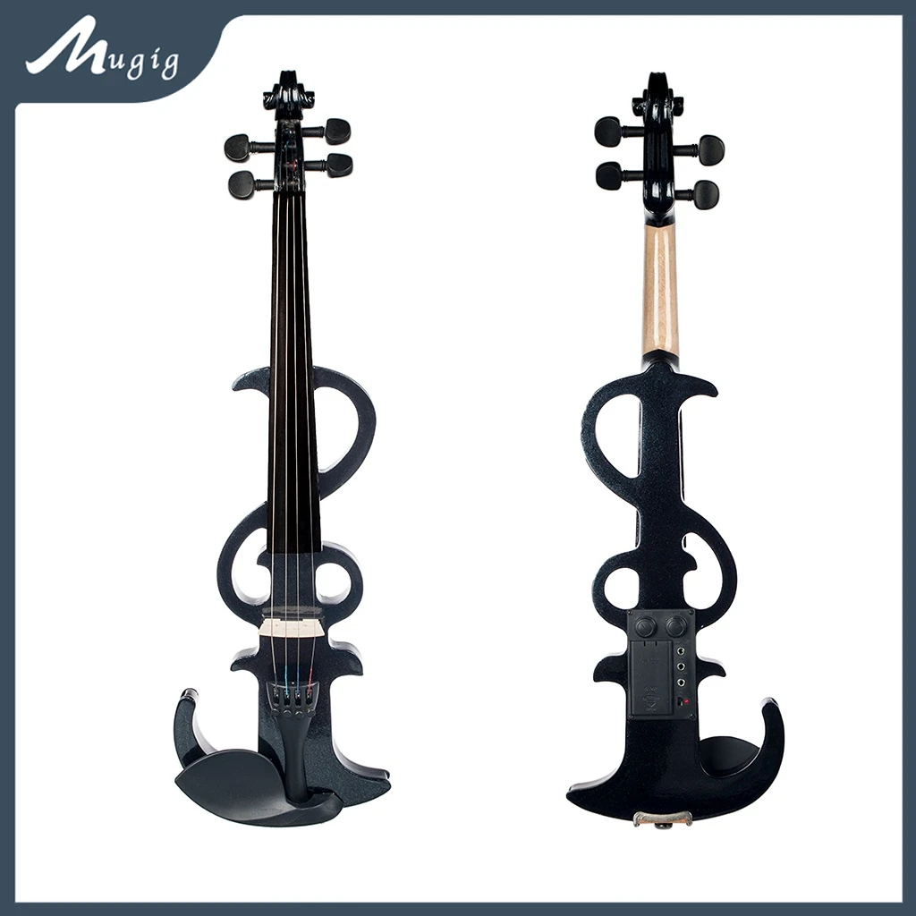 

Electric Violin 4/4 Size Solidwood Black Color Silent Violin V+T Control For Stage Performance Student Level With Carrying Case