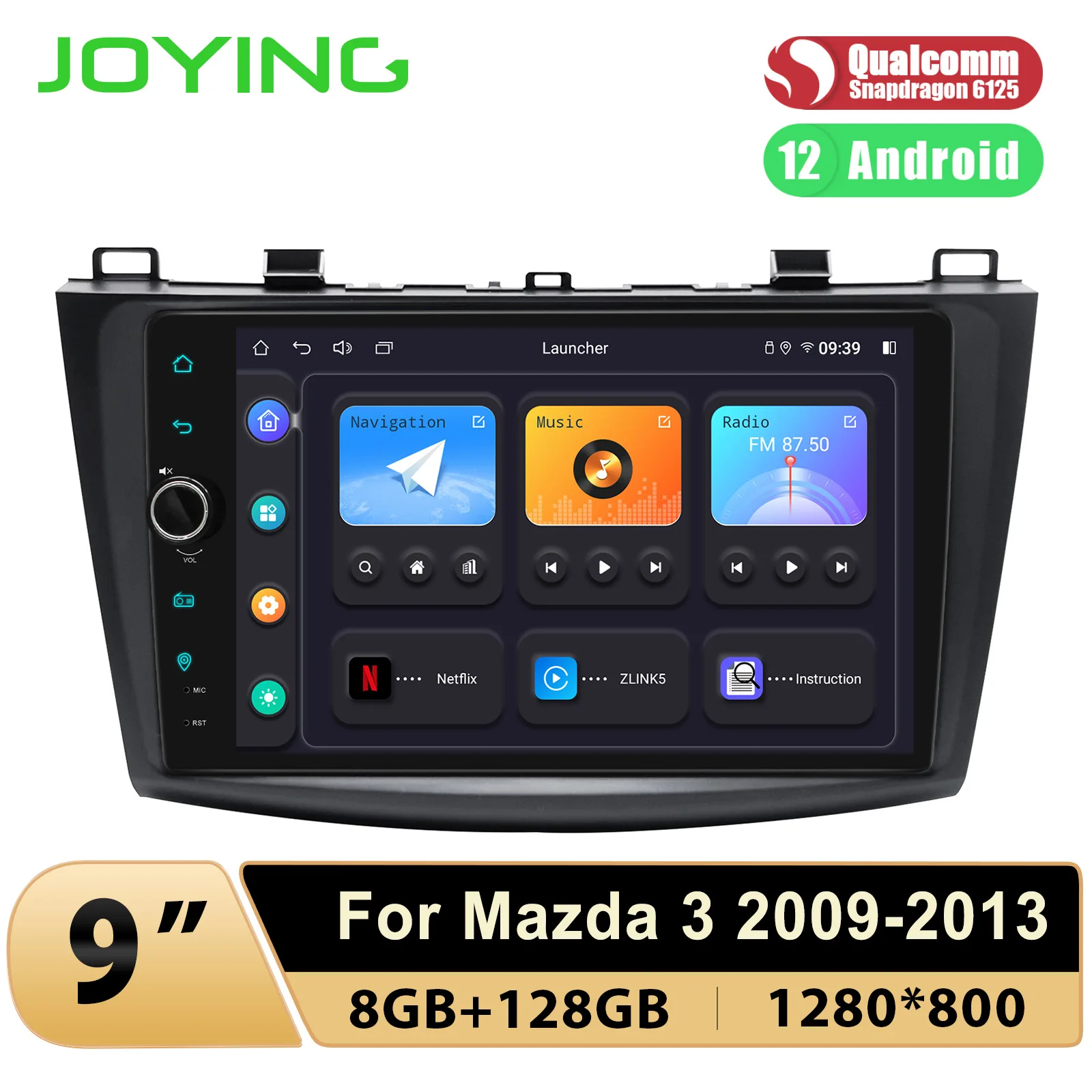 

Joying 9"Car Radio Audio System Head Unit Multimedia Player With Android Auto Carplay Bluetooth For Mazda 3 2009-2013