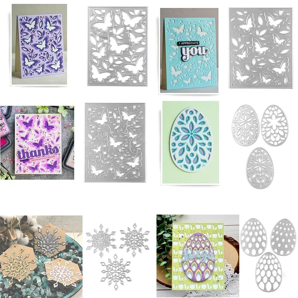 Schneeflocke/Ostern Ei Schicht Set Stanzformen Rechteck Schmetterling Platten Hintergrund Gestanzte Für DIY Scrapbooking Karte Handwerk Machen